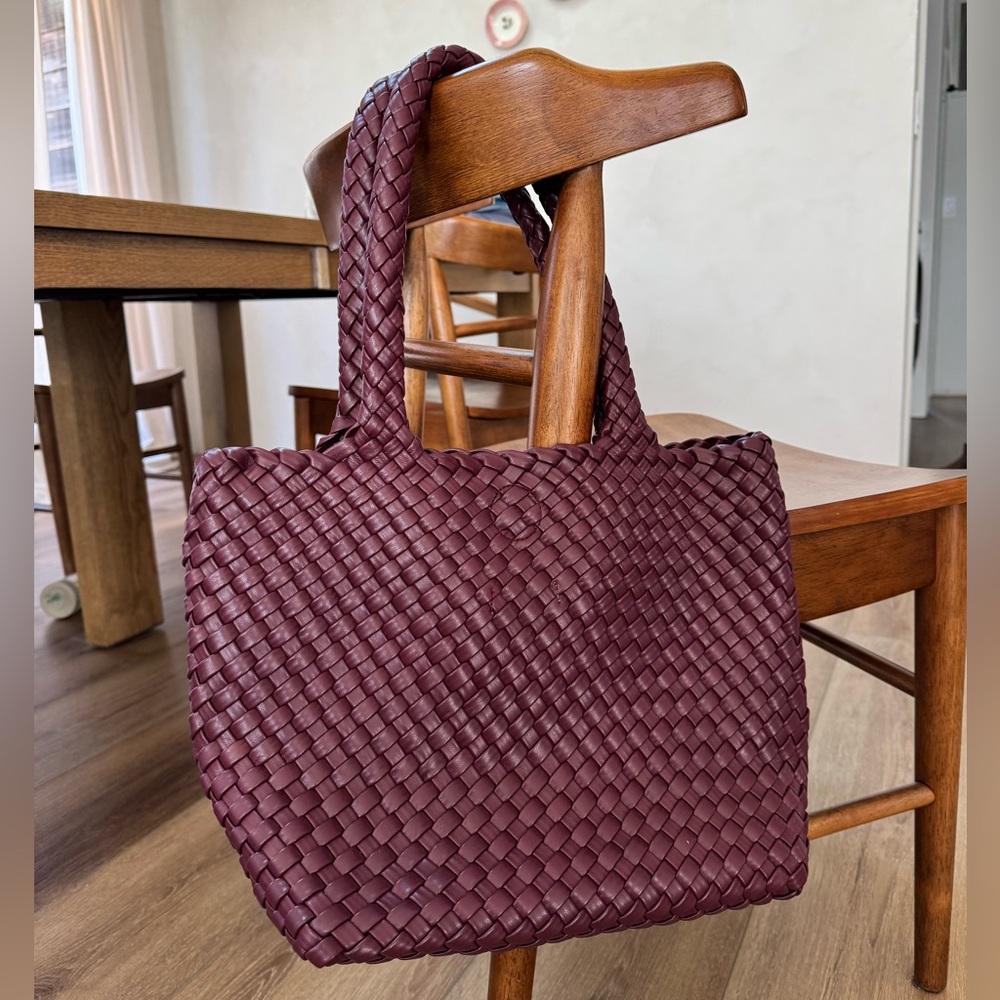 Sonoma Goods for Life Samantha Woven Tote Bag in maroon rose